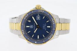TAG HEUER AQUARACER REFERENCE WAK2120-0 BOX AND PAPERS 2015, circular blue striped dial with applied