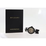 BULGARI DIAGONO QUARTZ WATCH REFERENCE AL32TA W/ SERVICE BOOKLET, 32mm aliminium case with a black