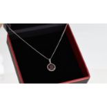 9ct Garnet and diamond pendant with chain