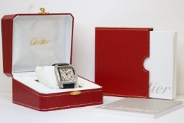 CARTIER SANTOS 100 XL CHRONOGRAPH REFERENCE 2740 WITH BOX AND PAPERS 2007, square white dial with