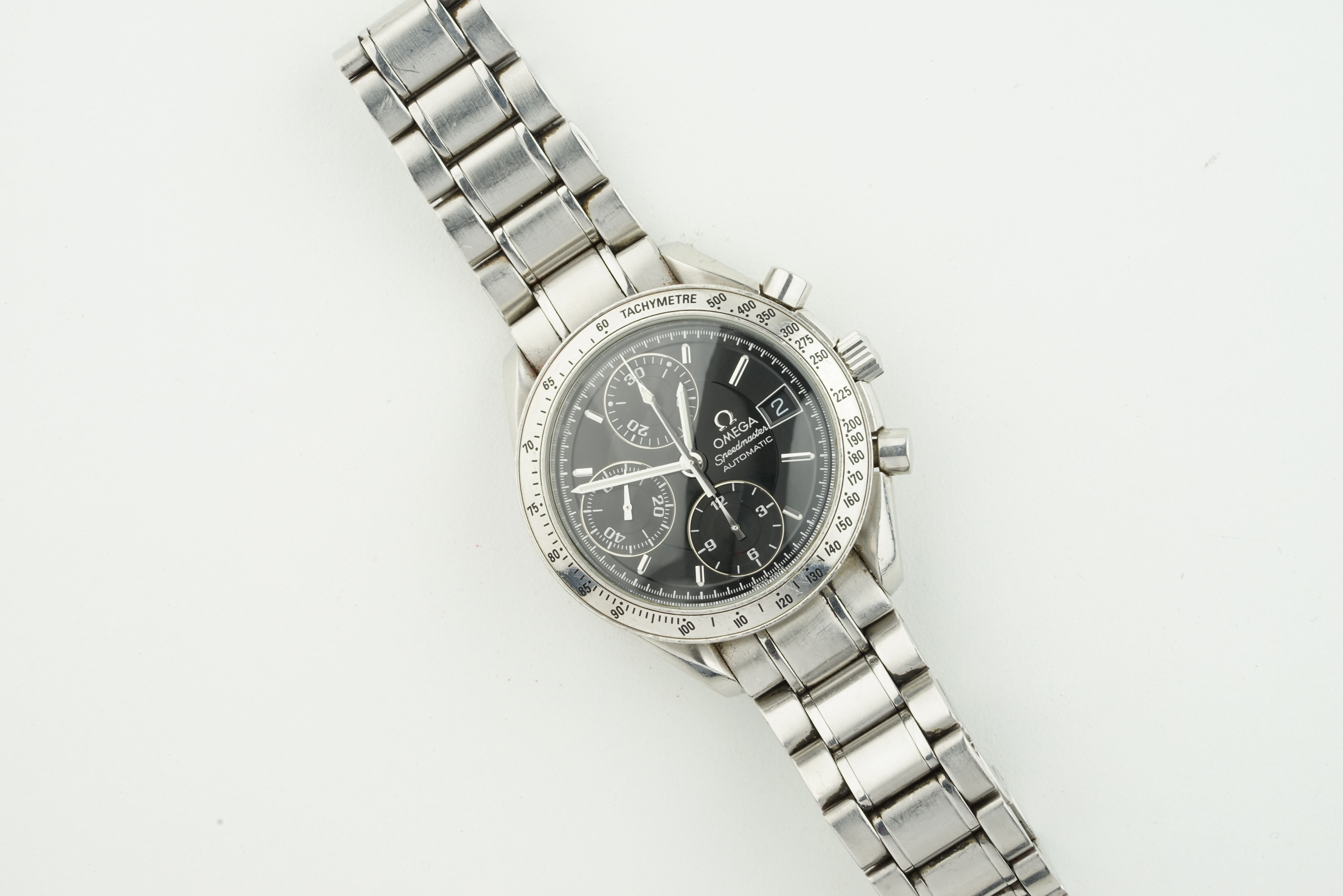 OMEGA SPEEDMASTER DATE W/ GUARANTEE CARD, circular black dial with hour markers and hands, 39mm - Image 2 of 3
