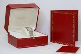 CARTIER TANK FRANCIASE REFERENCE 2301 WITH BOX AND RECENT SERVICE, square white dial with roman