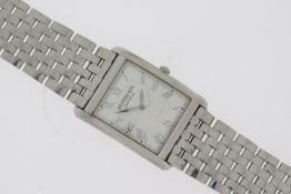 RAYMOND WEIL 9973/1 WITH BOX AND BOOKLETS, silver rectangular dial, Roman numerals, 28mm case,