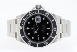 ROLEX SUBMARINER REFERENCE 16610 CIRCA 2007, circular black dial with applied hour markers, mercedes