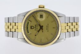 TUDOR OYSTER PRINCE DATE DAY REFERENCE 94613, circular champagne dial with baton hour markers,