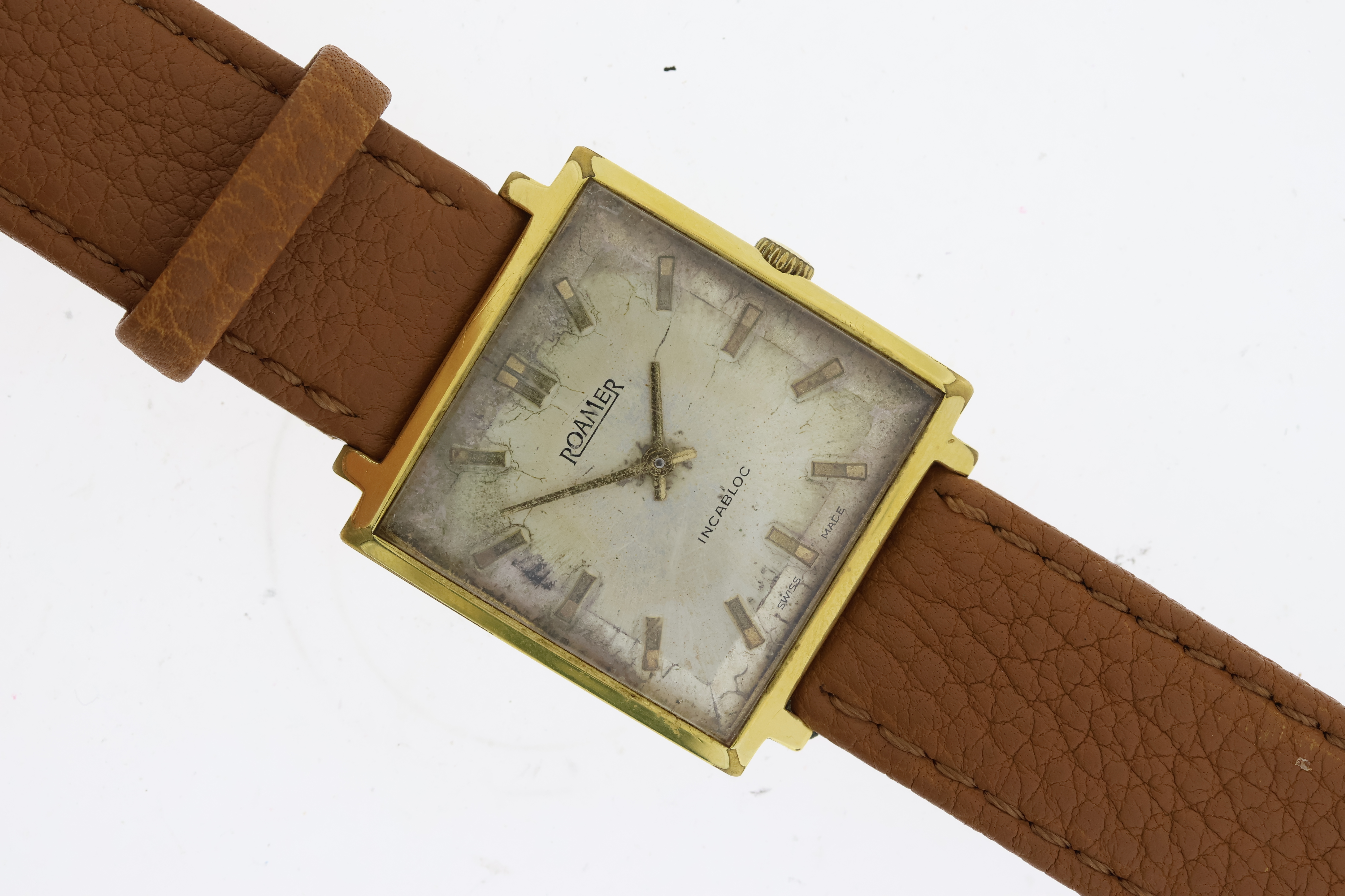 *TO BE SOLD WITHOUT RESERVE* VINTAGE ROAMER MECHANICAL WRISTWATCH, square silver patina dial with - Image 2 of 3