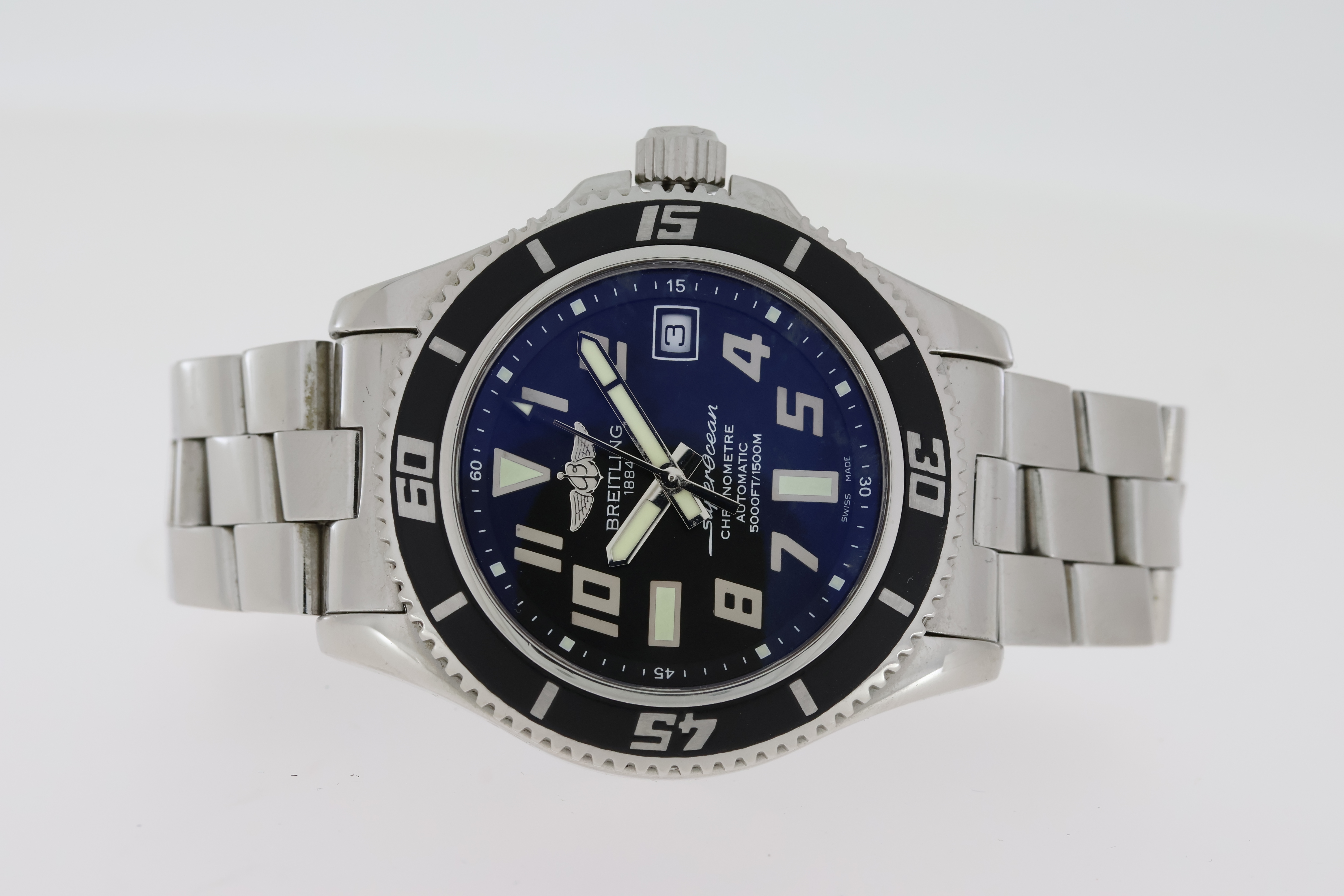 BREITLING SUPEROCEAN AUTOMATIC REFERENCE A17364 WITH BOX, circular black dial with arabic numeral - Image 2 of 5