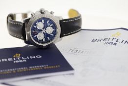 BREITLING COLT CHRONOGRAPH REFERENCE A73388 WITH PAPERS 2019, circular black dial with applied