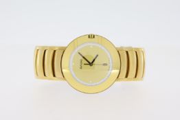 RADO DIASTAR REFERENCE 129.0535.3 WITH BOX, gold stone set dial, gold plated case and bracelet,