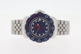 TAG HEUER PROFESSIONAL REFERENCE WA1210, blue dial and bezel, stainless steel case and bracelet,