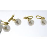 N.O.S 18ct yellow gold Fresh Water pearl Dress Studds x4