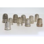 9x Silver thimbles mostly Charles Horner