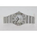 LADIES OMEGA CONSTELLATION, white mother of pearl dial, stainless steel case and bracelet, 23mm,