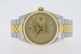 ROLEX DATEJUST 36 DIAMOND DIAL REFERENCE 16014 CIRCA 1985, circular champagne dial with diamond