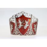 Red Enamel Siam Silver Bangle