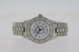 LADIES DIOR CHRISTAL QUARTZ WATCH REFERENCE CD112112, approx 38 mm stainless steel case with screw