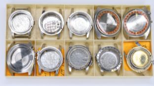 *To Be Sold Without Reserve* a tray of assorted 10 glycine vintage watch cases