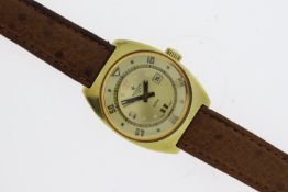 VINTAGE AQUASTAR SEATIME MID SIZE, champagne dial, rotating inner bezel, gold plated case 30mm,