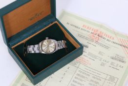 VINTAGE ROLEX OYSTER PERPETUAL REFERENCE 1002 WIH BOX AND CHRONOMETER PAPERS 1963, circular sunburst