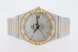 OMEGA CONSTELLATION 160 YEARS STEEL AND GOLD AUTOMATIC CIRCA 2007, circular sunburst silver dial
