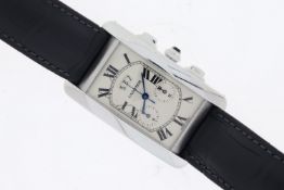CARTIER 18CT TANK AMERICAINE REFERENCE 2569, rectangular white dial with Roman numerals, twin sub