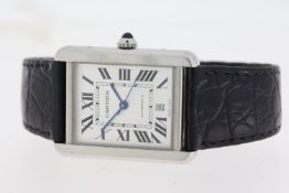 CARTIER TANK SOLO XL AUTOMATIC REFERENCE 3515, rectangular silver dial with Roman numerals, 31mm