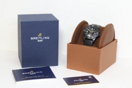 BREITLING SUPEROCEAN 46 BLACKSTEEL REFERENCE M17368 WITH BOX AND WARRANTY CARD, circular black