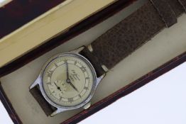 VINTAGE J.W BENSON TROPICAL WITH BOX, silvered dial with patina Roman numerals, signed J W Benson,