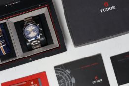 TUDOR MONTE CARLO HERITAGE REFERENCE 70330B / 2014 WITH BOX AND PAPERS, white dial with blue