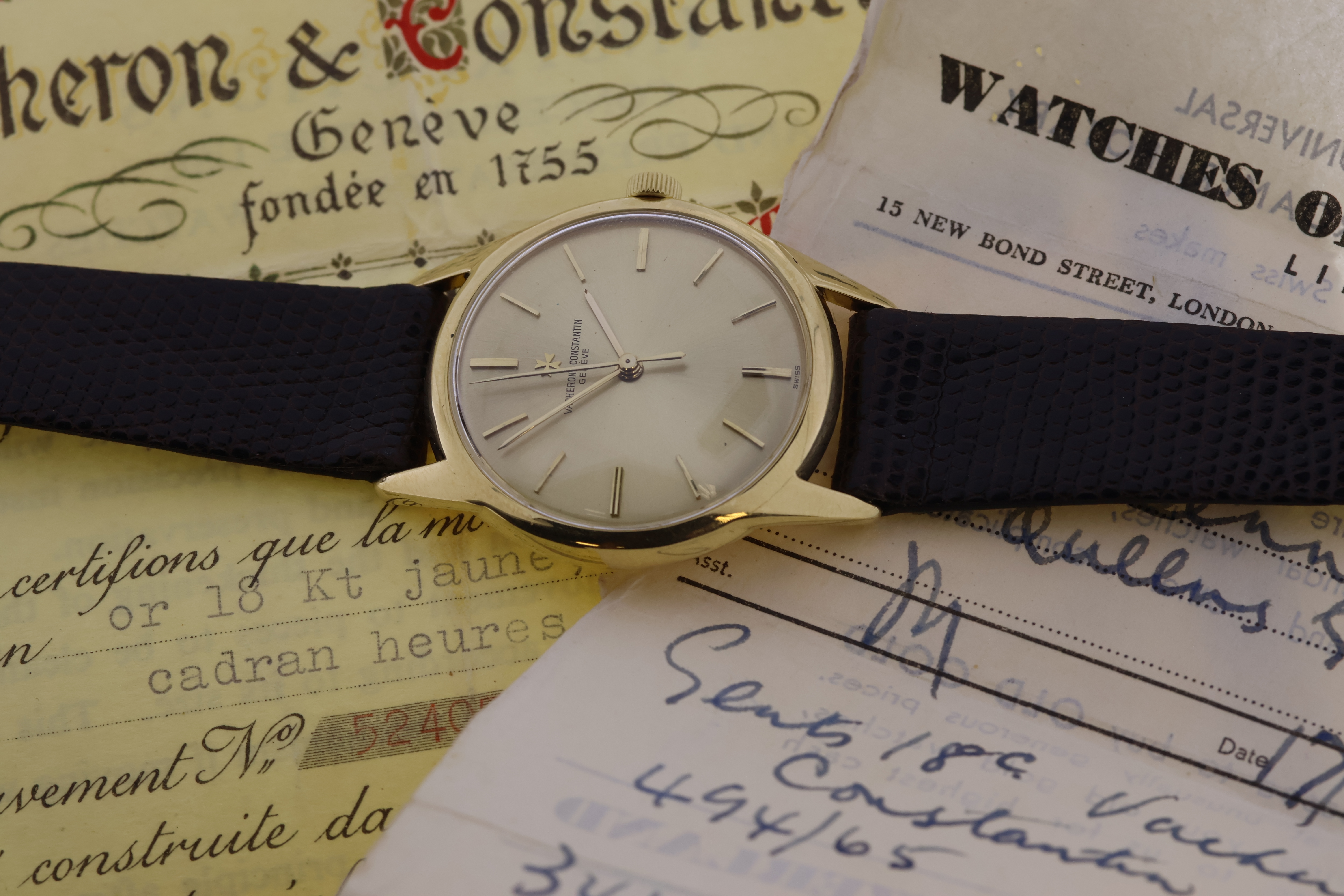 VINTAGE 1950S VACHERON & CONSTANTIN 18CT DRESS WATCH REFERENCE 6114 WITH PAPERS, champagne dial, - Image 2 of 6