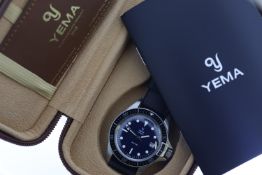 YEMA SUPERMAN BLUE HERITAGE WITH BOX AND PAPERS, blue dial with white lume plots, black rotating