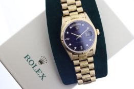 18CT ROLEX DAY DATE DEGRADE BARK FINISH REFERENCE 18078 WITH RECENT ROLEX SERVICE