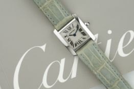 CARTIER TANK FRANCAISE 18CT WHITE GOLD W/ GUARANTEE PAPERS REF. 2403, square dial with hour