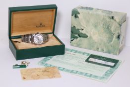 VINTAGE ROLEX AIR KING DATE REFERENCE 5700N WITH BOX AND PAPERS 1989, circular sunburst silver