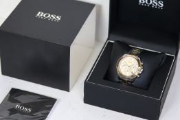 HUGO BOSS QUARTZ CHRONOGRAPH REFERENCE HB438.3.34.3602 W/BOX, Approx 38mm stainless steel case