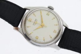 VINTAGE LONGINES REFERENCE 6264 CIRCA 1950's, circular silver dial with baton and arabic numeral