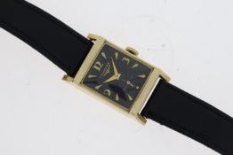 VINTAGE 14CT 1940/50S LONGINES BLACK GLOSS DIAL, high black gloss rectangular dial, deco style