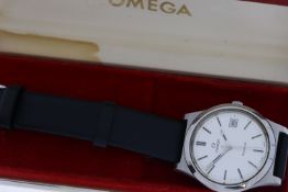 OMEGA GENEVE AUTOMATIC REFERENCE 136.01202 CIRCA 1972, silver dial, black baton hour markers, date