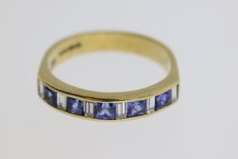 9 carat yellow gold sapphire and diamond ring. Full hallmark