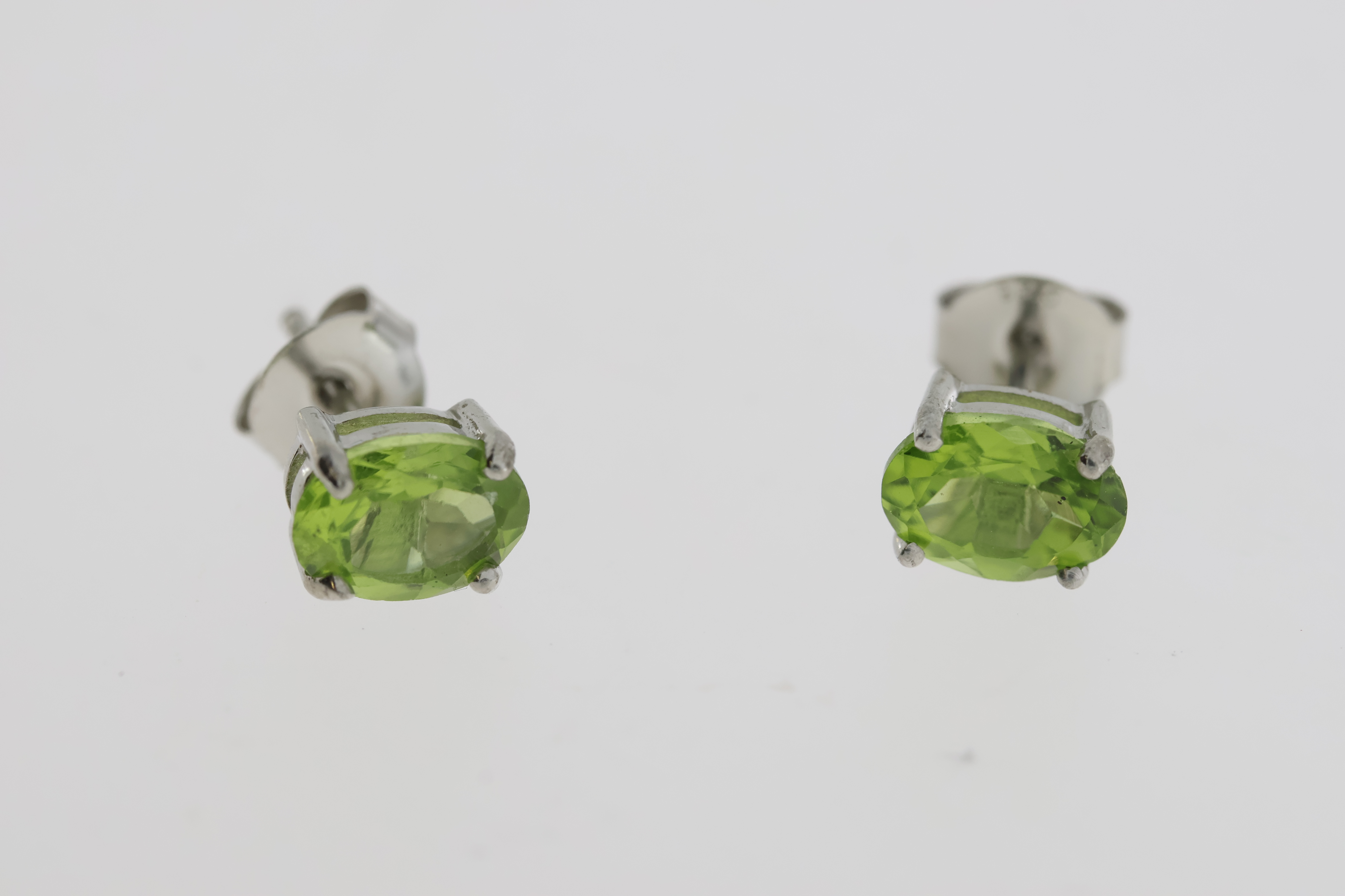 Pair of peridot studs in silver