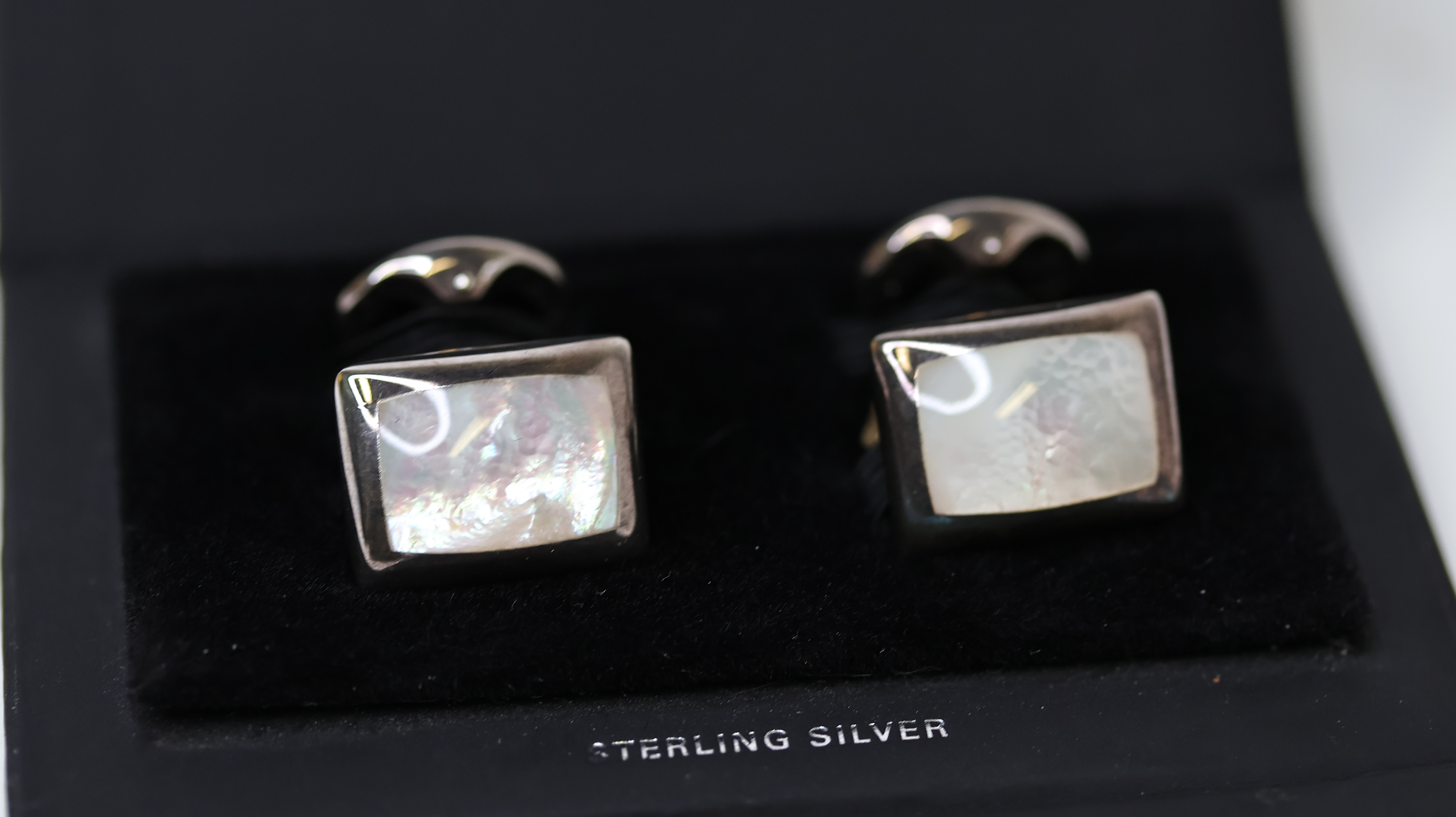 Silver mother of pearl cufflinks, boxed - Image 3 of 5