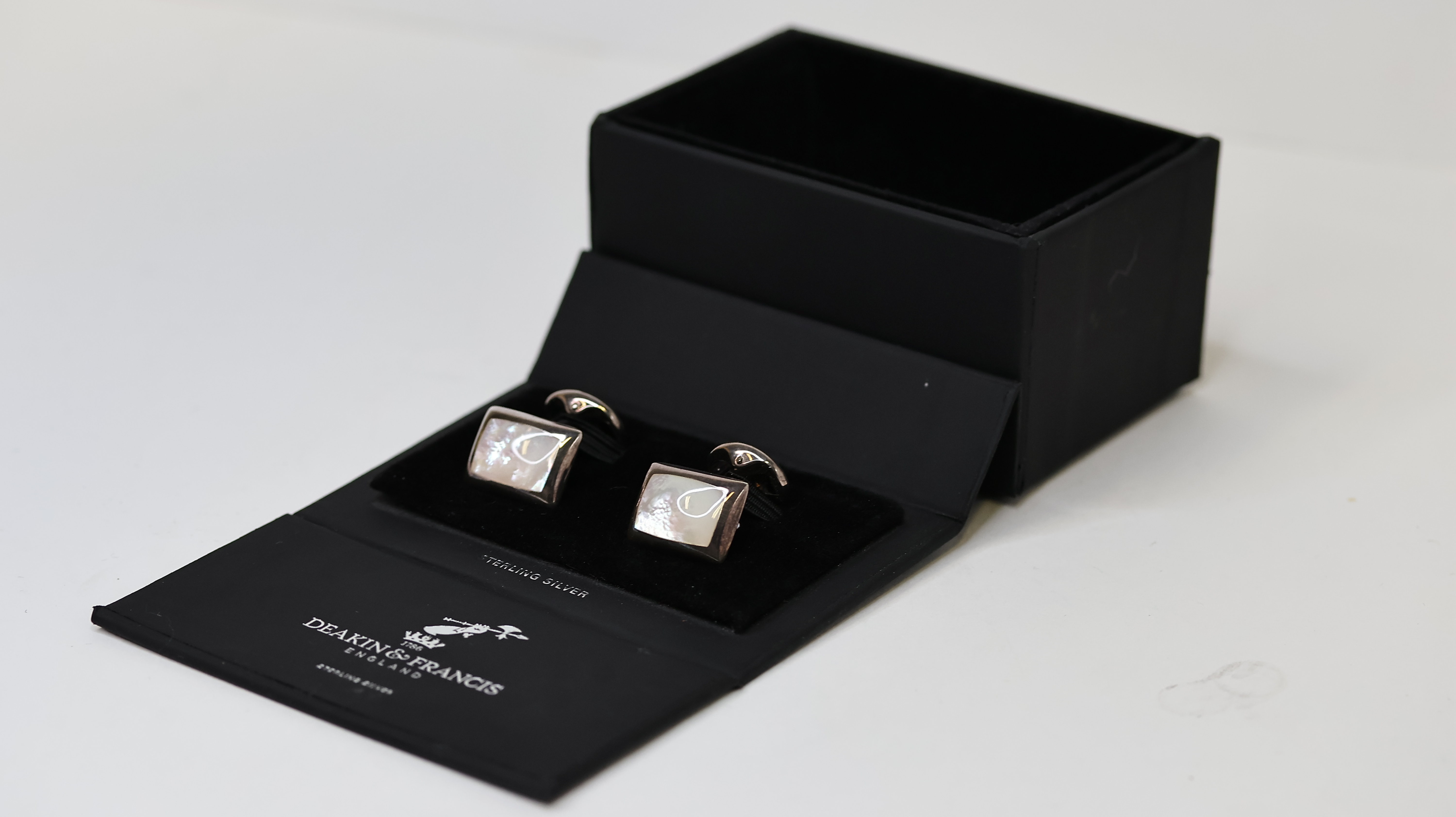 Silver mother of pearl cufflinks, boxed