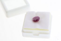 Single loose, unmounted round-cut raspberry red ruby, boxed. Ruby 2.46ct