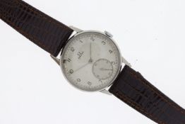 VINTAGE OMEGA OVERSIZE MANUAL WIND CIRCA 1940's, circular silver patina dial with arabic numeral