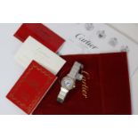 CARTIER SANTOS RONDE OCTOGON AUTOMATIC WITH PAPERS, white circular dial, gold octagonal bezel,