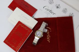 CARTIER SANTOS RONDE OCTOGON AUTOMATIC WITH PAPERS, white circular dial, gold octagonal bezel,