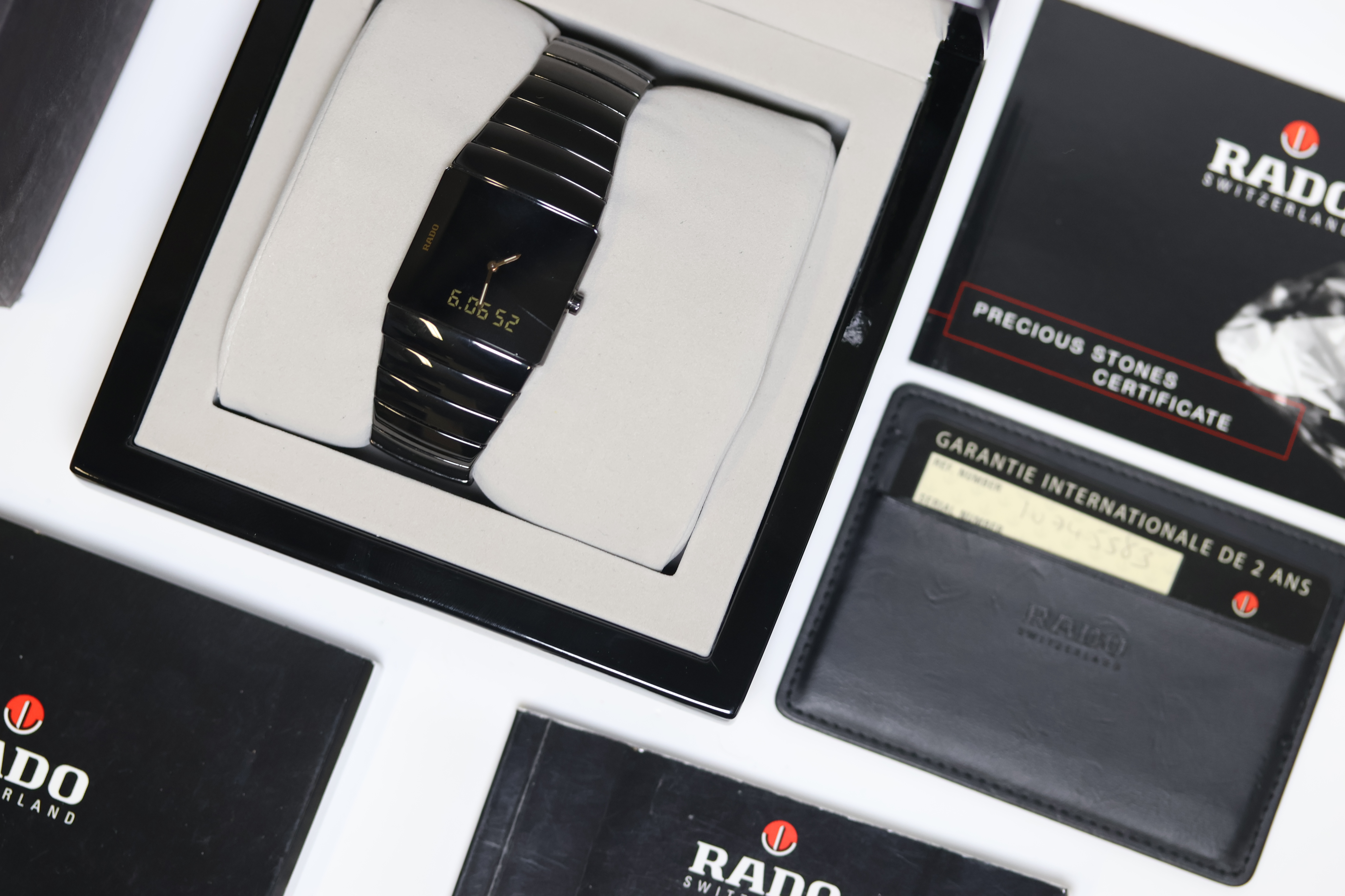 RADO DIASTAR SINTRA CERAMIC DIGITAL CHRONOGRAPH QUARTZ WATCH REFERENCE 193.0354.3, W/BOX AND - Image 8 of 8