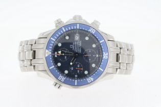 OMEGA SEAMASTER 300 CHRONOGRAPH CIRCA 2006, circular blue wave dial with dot hour markers,
