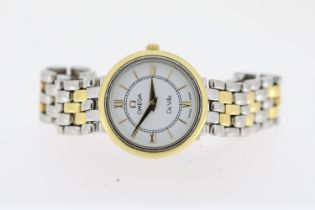 LADIES OMEGA DE VILLE QUARTZ CIRCA 1995, circular white dial with baton hour markers, 23mm gold