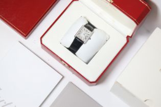 CARTIER TANK SOLO REFERENCE 2715 WITH BOX AND PAPERS 2007, rectangular silver dial with roman